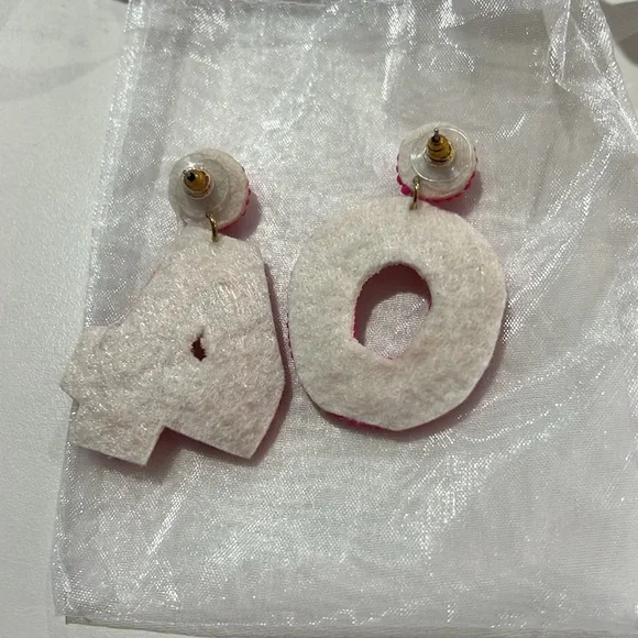 Pink Beaded Number Earrings - Picture 3 of 4